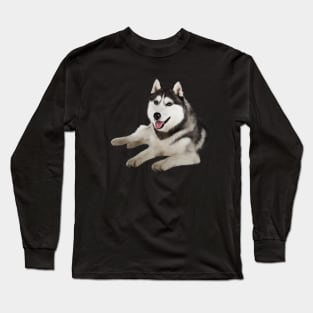 Husky with Blue Eyes, love Huskies, Dog Lover Long Sleeve T-Shirt